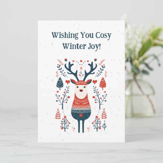 Hygge Christmas Deer Design - Scandinavisch geïnsp Bedankkaart (Staand voorkant)
