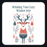 Hygge Christmas Deer Design - Scandinavisch geïnsp Vierkante Sticker<br><div class="desc">Omarm de warmte en rust van het vakantieseizoen met ons op Hygge geïnspireerde kersthertenontwerp. Dit prachtig minimalistische ontwerp is voorzien van een sierlijk hert omringd door zachte, natuurlijke elementen, die perfect de essentie van Scandinavische eenvoud en gezelligheid vastleggen. De welgemeende boodschap "Wishing You Cozy Winter Joy" maakt het een ideale...</div>