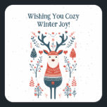 Hygge Christmas Deer Design - Scandinavisch geïnsp Vierkante Sticker<br><div class="desc">Omarm de warmte en rust van het vakantieseizoen met ons op Hygge geïnspireerde kersthertenontwerp. Dit prachtig minimalistische ontwerp is voorzien van een sierlijk hert omringd door zachte, natuurlijke elementen, die perfect de essentie van Scandinavische eenvoud en gezelligheid vastleggen. De welgemeende boodschap "Wishing You Cozy Winter Joy" maakt het een ideale...</div>