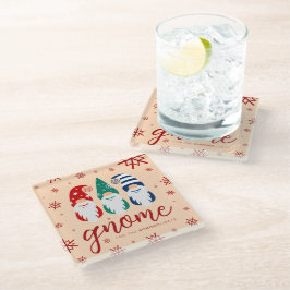 Hygge Christmas Gnome voor de Feestdagen Sneeuwvlo Glazen Onderzetter