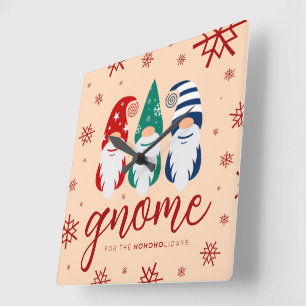 Hygge Christmas Gnome voor de Feestdagen Sneeuwvlo Vierkante Klok