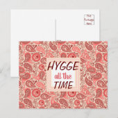 HYGGE de hele tijd Cozy Pink Paisley Briefkaart (Voorkant / Achterkant)