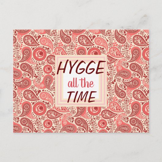 HYGGE de hele tijd Cozy Pink Paisley Briefkaart (Voorkant)