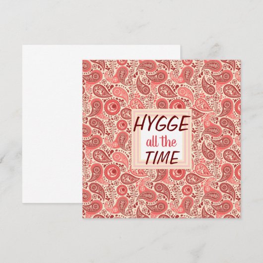 HYGGE de hele tijd Cozy Pink Paisley Card (Voorkant / Achterkant)