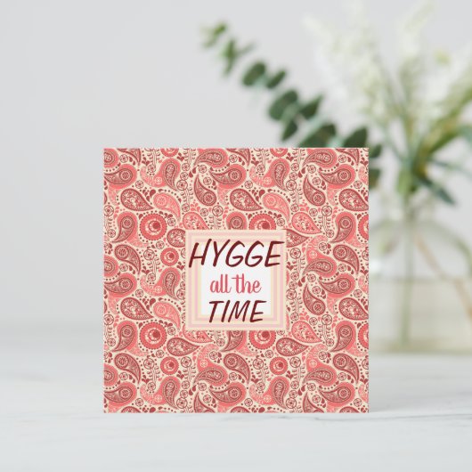 HYGGE de hele tijd Cozy Pink Paisley Card (Staand voorkant)