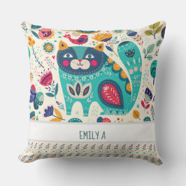 Hygge Decor Gepersonaliseerde Kat Folk Art Gift Kussen