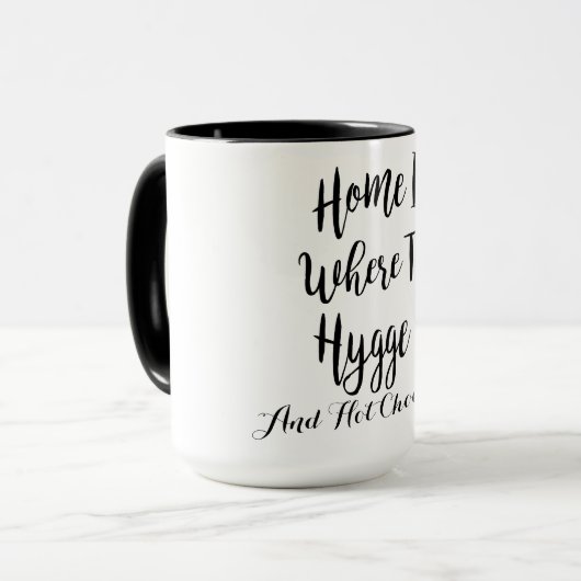 Hygge en warme chocolademelk mok (Voorkant links)