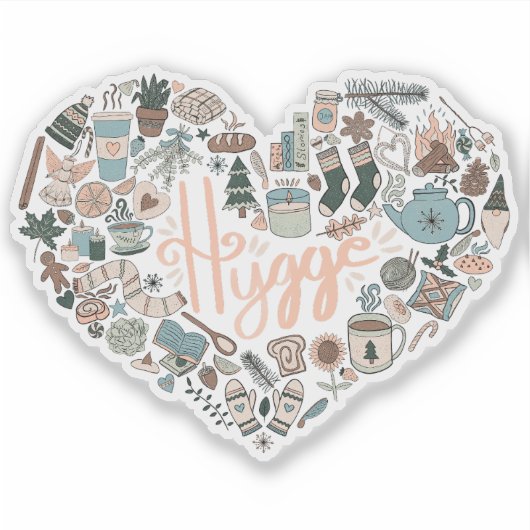 Hygge Heart Sticker (Voorkant)