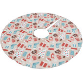 Hygge Holiday Pattern in Rood en Blauw Kerstboom Rok (Gekanteld)