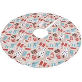 Hygge Holiday Pattern in Rood en Blauw Kerstboom Rok