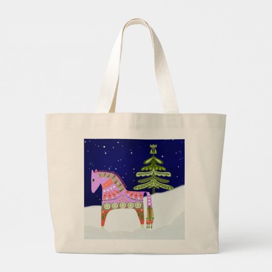 Hygge Horse met Pine Tree Canvas tas (Achterkant)