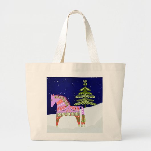 Hygge Horse met Pine Tree Canvas tas (Voorkant)