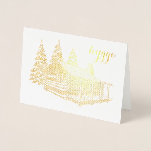 Hygge hut in de bossen gouden folie folie kaarten (Voorkant)