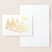 Hygge hut in de bossen gouden folie folie kaarten (Display)