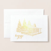 Hygge hut in de bossen gouden folie folie kaarten (Voorkant met envelop)