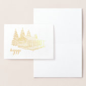 Hygge hut in de bossen gouden folie folie kaarten (Display)
