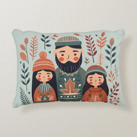Hygge Kerst Scandinavische Gezellige Familie Accent Kussen (Voorkant)