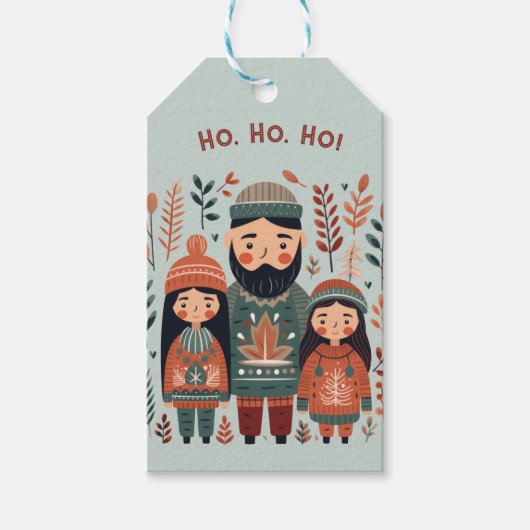 Hygge Kerst Scandinavische Gezellige Familie Cadeaulabel (Voorkant)