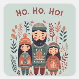 Hygge Kerst Scandinavische Gezellige Familie Vierkante Sticker