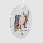 Hygge Kerst Schattige Gnome Nordic Feestdagen Naam Ornament (voorkant)
