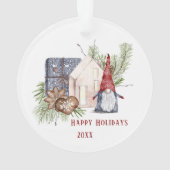 Hygge Kerst Schattige Gnome Nordic Feestdagen Naam Ornament (achterkant)