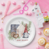 Hygge Kerst Schattige Gnome Nordic Feestdagen Naam Papieren Bordje (Feest)