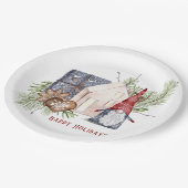 Hygge Kerst Schattige Gnome Nordic Feestdagen Naam Papieren Bordje (Gekanteld)