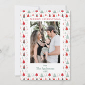 Hygge kerstboom patroon één foto kerst feestdagenkaart (Voorkant)