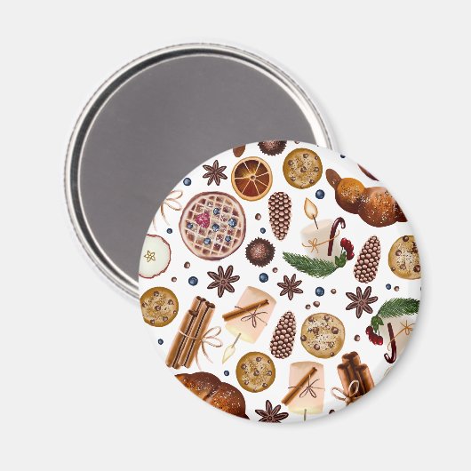 Hygge kerstkoekjespatroon magneet (Voorkant / Achterkant)