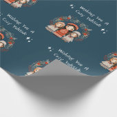 Hygge Kerstmoeder en Dochters Krans Cadeaupapier (Hoek)