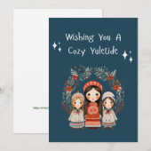 Hygge Kerstmoeder en Dochters Krans Feestdagenkaart (Voorkant / Achterkant)