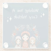 Hygge Kerstmoeder en Dochters Krans Glazen Onderzetter (Achterkant)