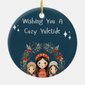 Hygge Kerstmoeder en Dochters Krans Keramisch Ornament (Achterkant)