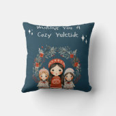 Hygge Kerstmoeder en Dochters Krans Kussen (Achterkant)