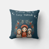 Hygge Kerstmoeder en Dochters Krans Kussen (Voorkant)