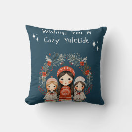 Hygge Kerstmoeder en Dochters Krans Kussen