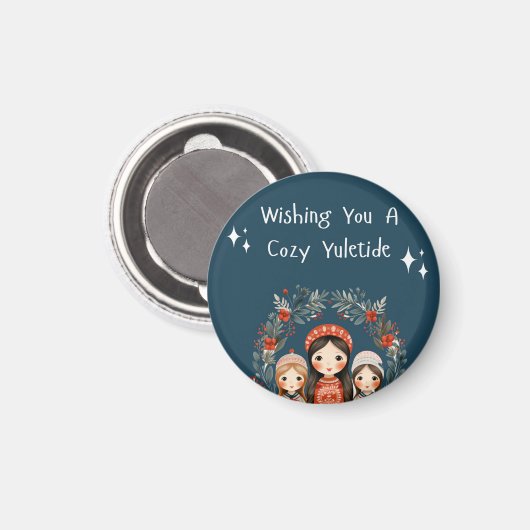 Hygge Kerstmoeder en Dochters Krans Magneet (Voorkant / Achterkant)