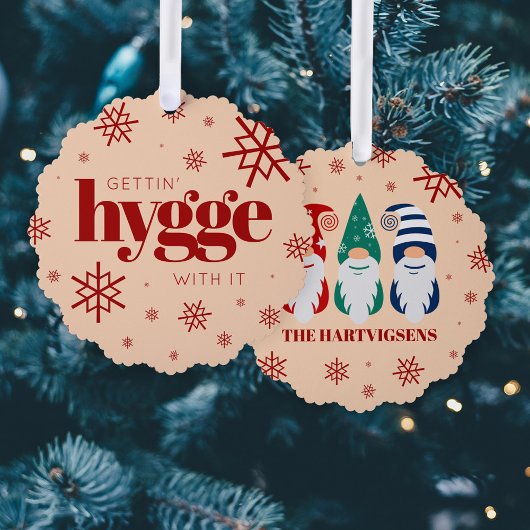 Hygge krijgen met het Kerstmis Gnomen Sneeuwvlokke Ornament Kaart