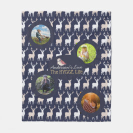 HYGGE Life Cozy Stag Photo Blanket Blue Fleece Deken