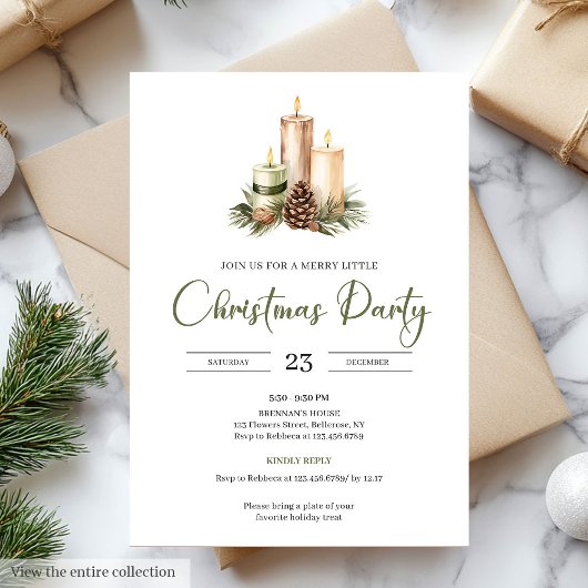 Hygge Minimal Sage Green Nordic Christmas Party Kaart