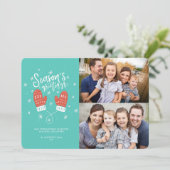 Hygge Mittens 2 Photo-kerstfeestkaartje Feestdagenkaart (Staand voorkant)