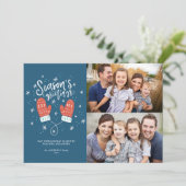 Hygge Mittens 2 Photo-kerstfeestkaartje Feestdagenkaart (Staand voorkant)