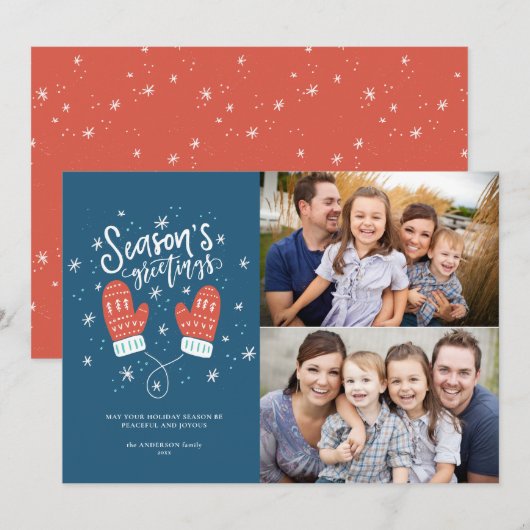 Hygge Mittens 2 Photo-kerstfeestkaartje Feestdagenkaart (Voorkant / Achterkant)