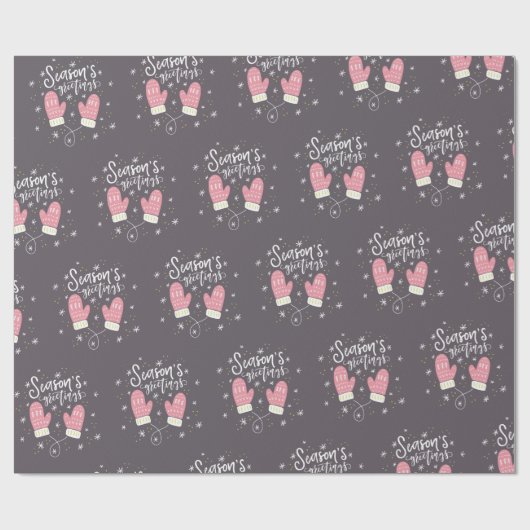 Hygge Mittens Kerstfeestdag Cadeaupapier (Vlak)