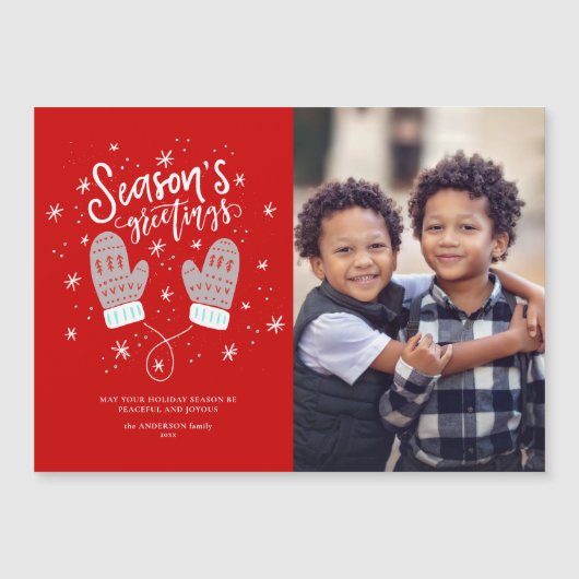 Hygge Mittens-kerstfeestdag — Magnetic Card (Voorkant)