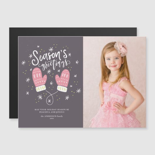 Hygge Mittens-kerstfeestdag — Magnetic Card (Voorkant / Achterkant)