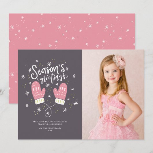 Hygge Mittens-kerstfeestkaartje Feestdagenkaart (Voorkant / Achterkant)