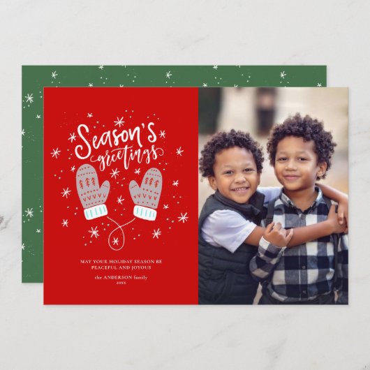 Hygge Mittens-kerstfeestkaartje Feestdagenkaart (Voorkant / Achterkant)