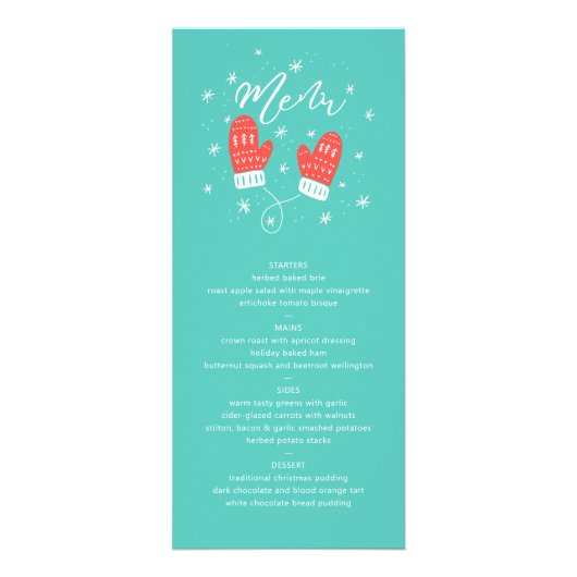 Hygge Mittens Kerstmenu Reclamekaart (Voorkant)