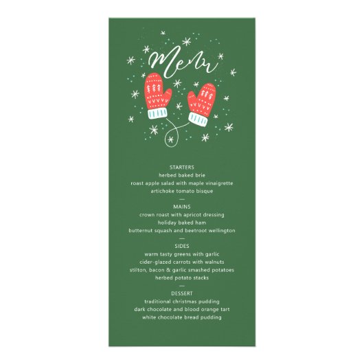 Hygge Mittens Kerstmenu Reclamekaart (Voorkant)